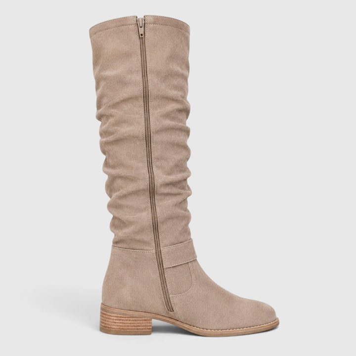 Women's Comfortable Suede Knee High Boots with Side Zipper