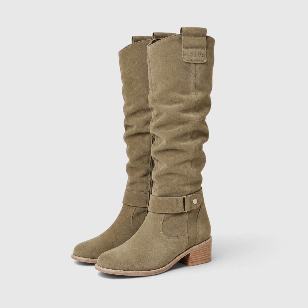 Women's Comfortable Suede Knee High Boots with Side Zipper