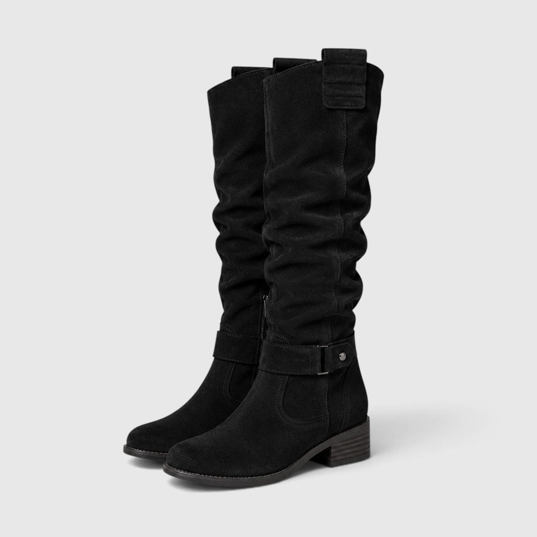 Women's Comfortable Suede Knee High Boots with Side Zipper