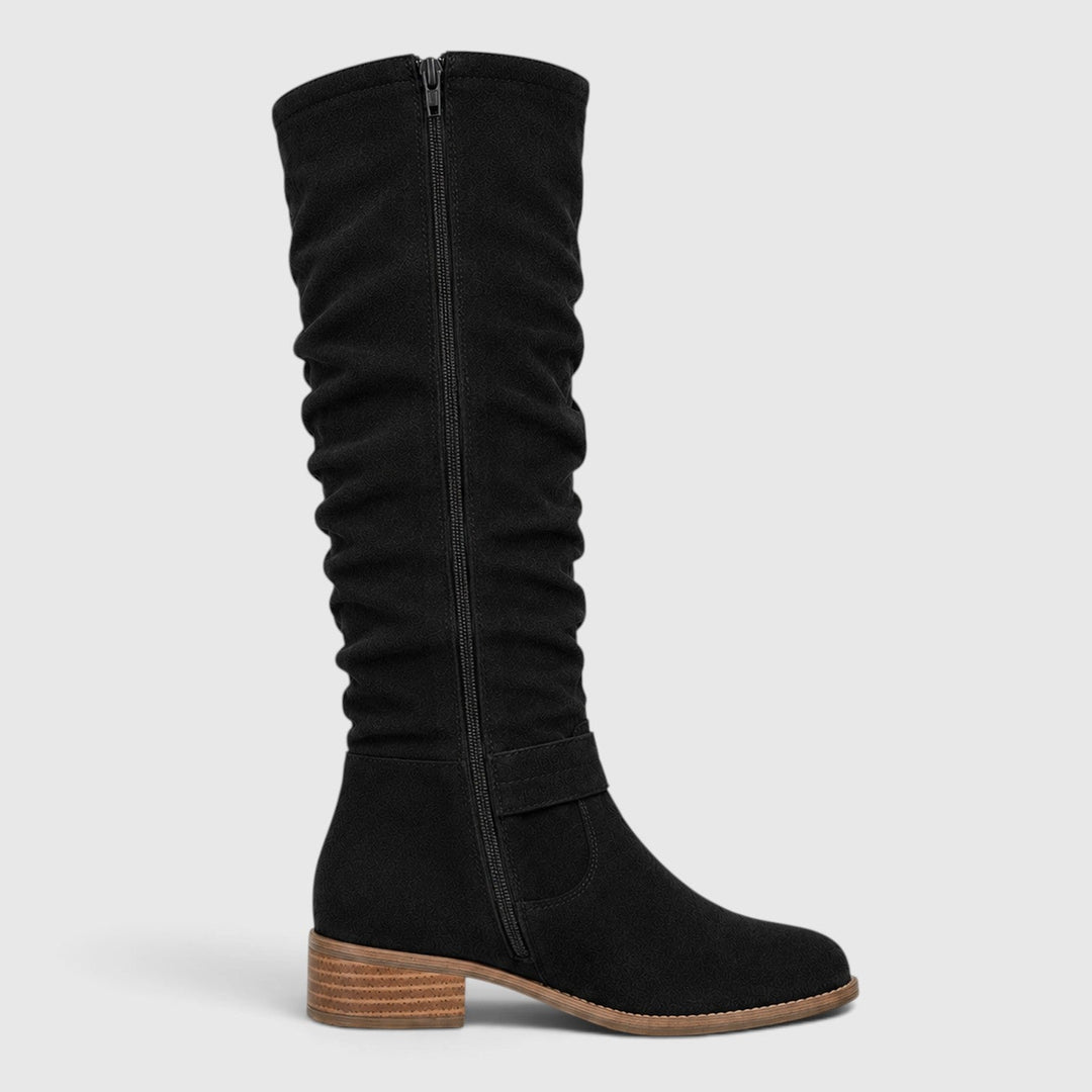 Women's Comfortable Suede Knee High Boots with Side Zipper