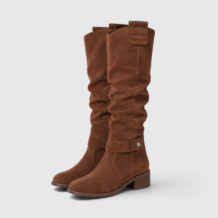Women's Comfortable Suede Knee High Boots with Side Zipper