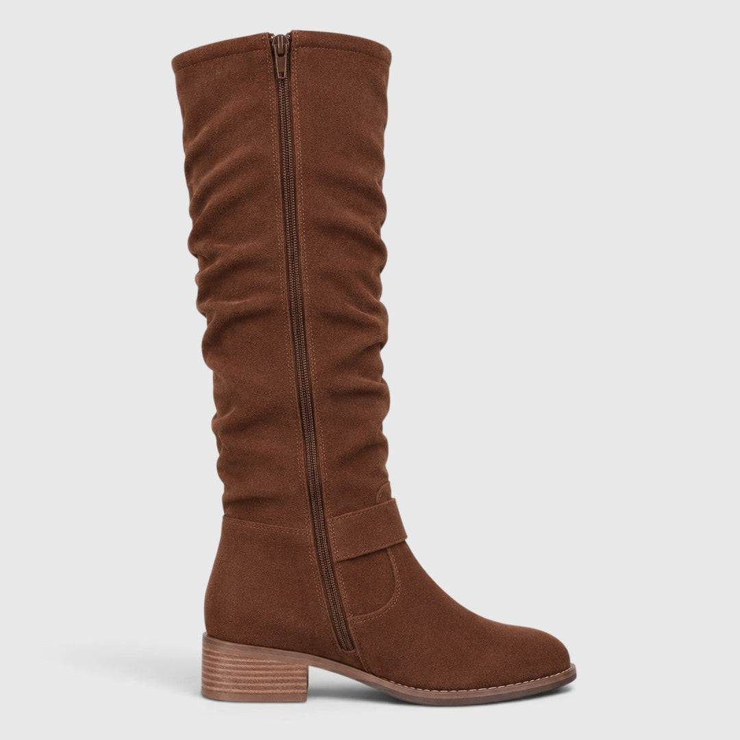 Women's Comfortable Suede Knee High Boots with Side Zipper