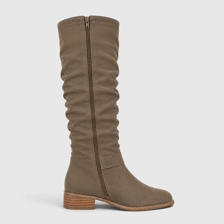 Women's Comfortable Suede Knee High Boots with Side Zipper