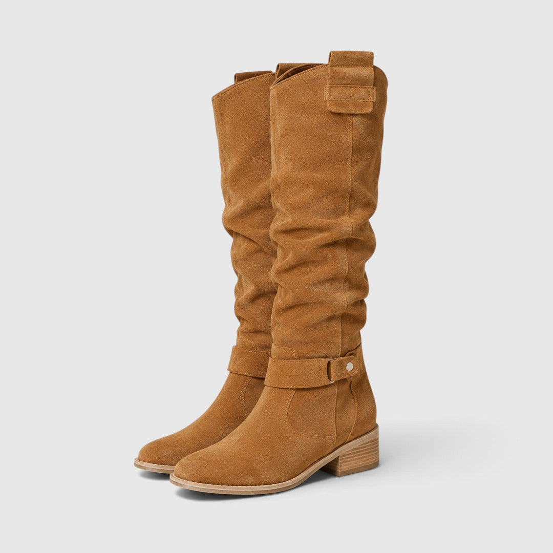 Women's Comfortable Suede Knee High Boots with Side Zipper