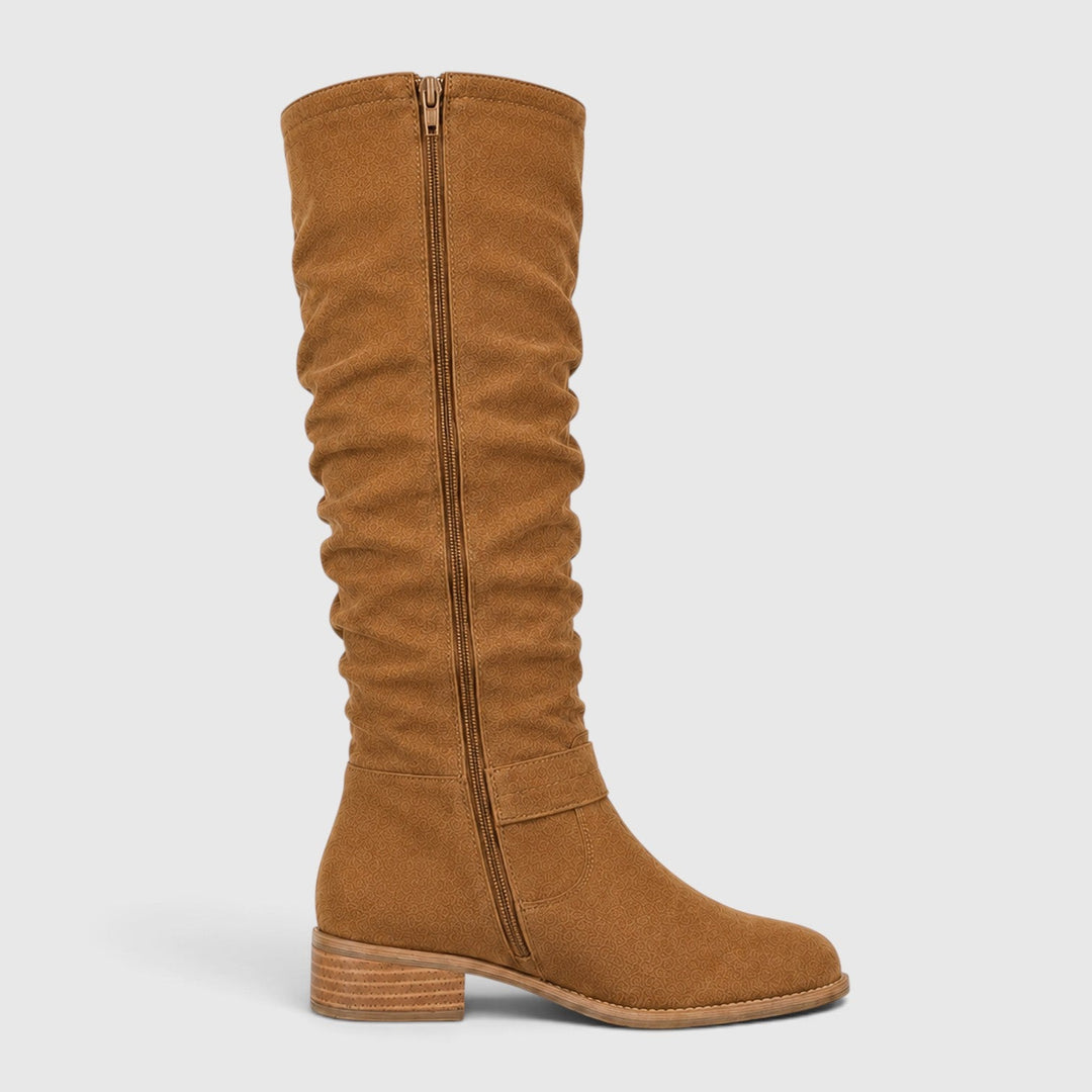 Women's Comfortable Suede Knee High Boots with Side Zipper