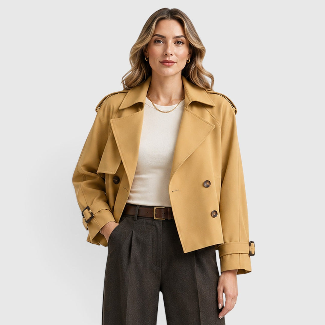 Women's Classic Double Breasted Wool Blend Trench Coat