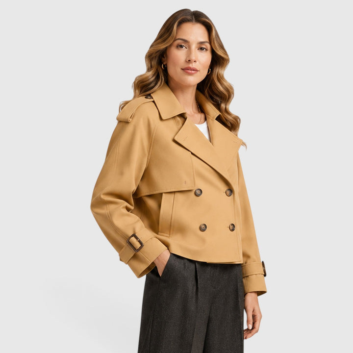 Women's Classic Double Breasted Wool Blend Trench Coat