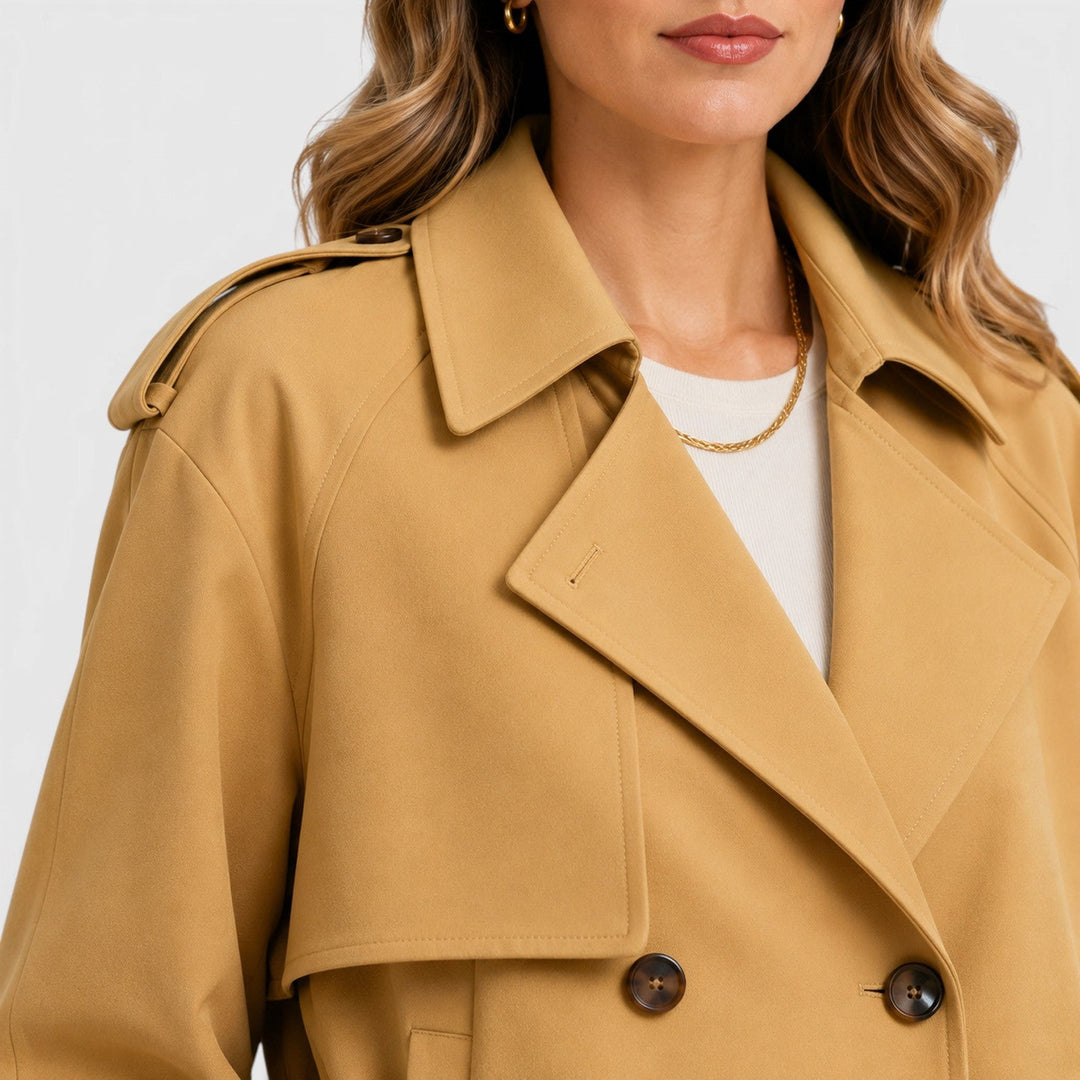 Women's Classic Double Breasted Wool Blend Trench Coat
