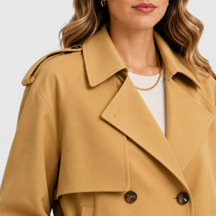 Women's Classic Double Breasted Wool Blend Trench Coat