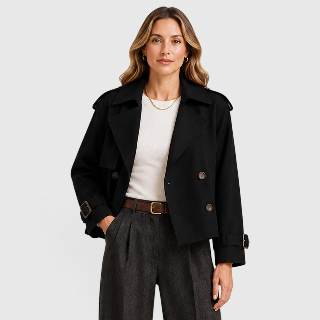 Women's Classic Double Breasted Wool Blend Trench Coat