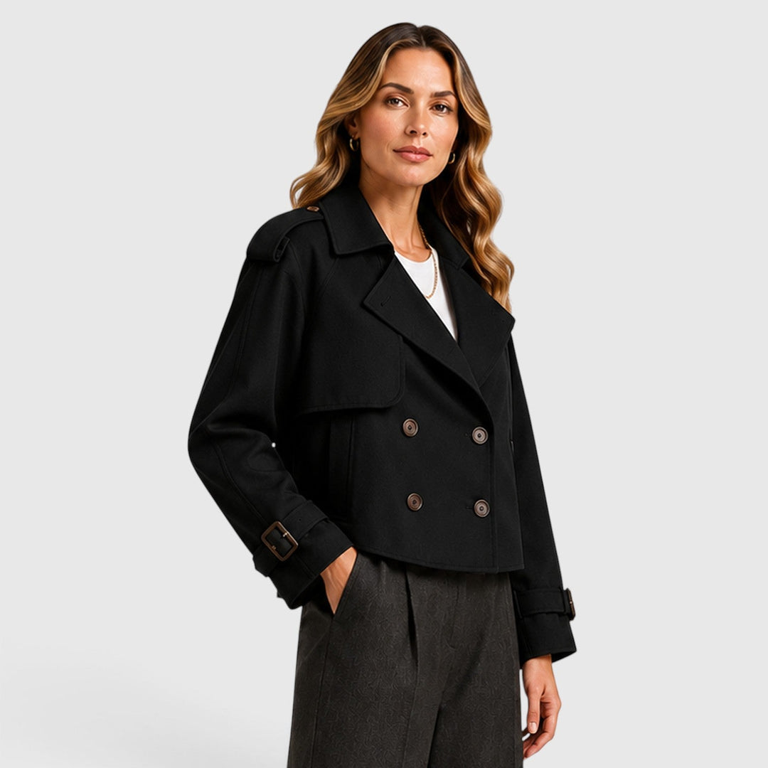 Women's Classic Double Breasted Wool Blend Trench Coat