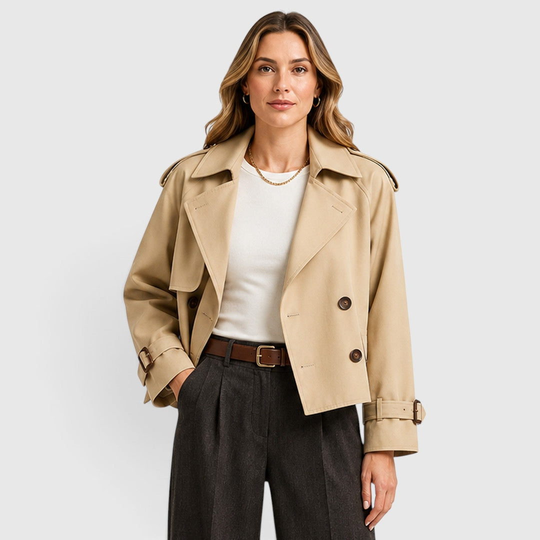 Women's Classic Double Breasted Wool Blend Trench Coat
