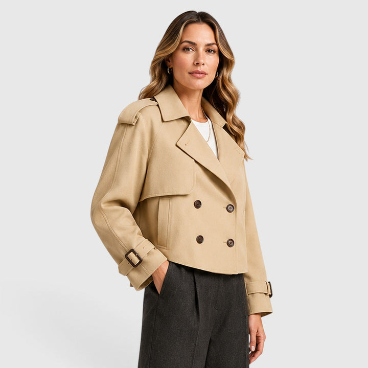 Women's Classic Double Breasted Wool Blend Trench Coat