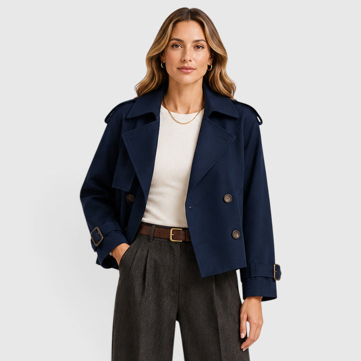 Women's Classic Double Breasted Wool Blend Trench Coat