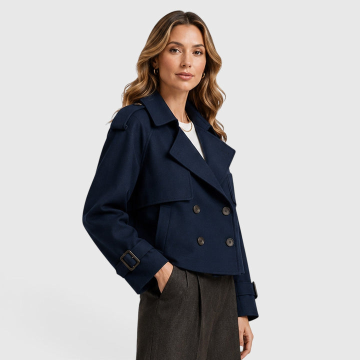 Women's Classic Double Breasted Wool Blend Trench Coat