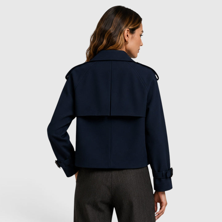 Women's Classic Double Breasted Wool Blend Trench Coat