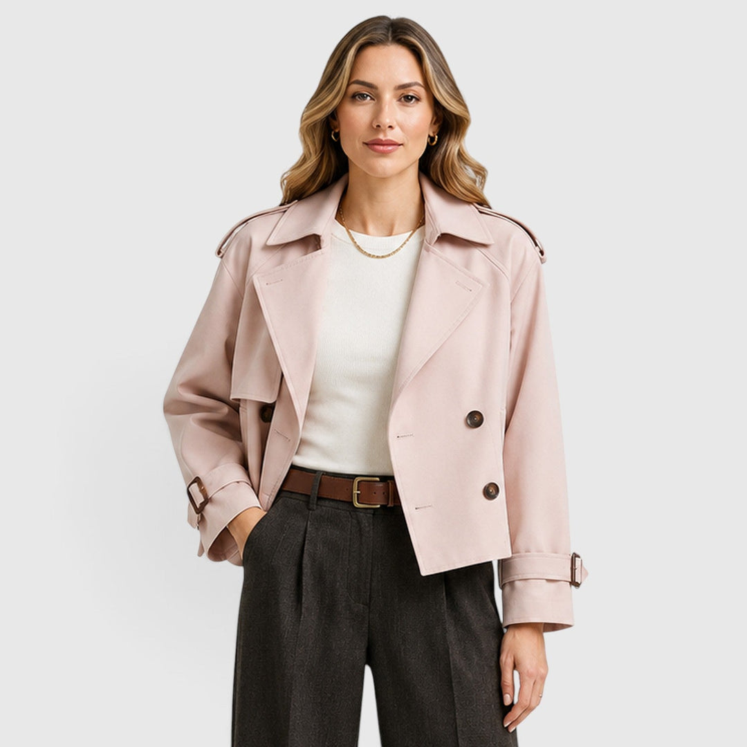 Women's Classic Double Breasted Wool Blend Trench Coat