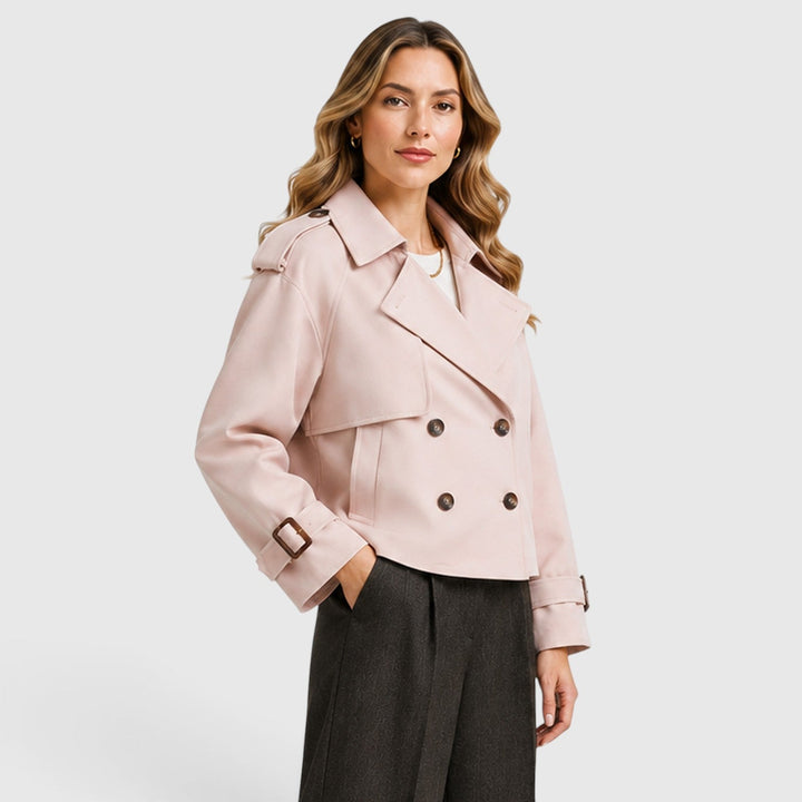 Women's Classic Double Breasted Wool Blend Trench Coat