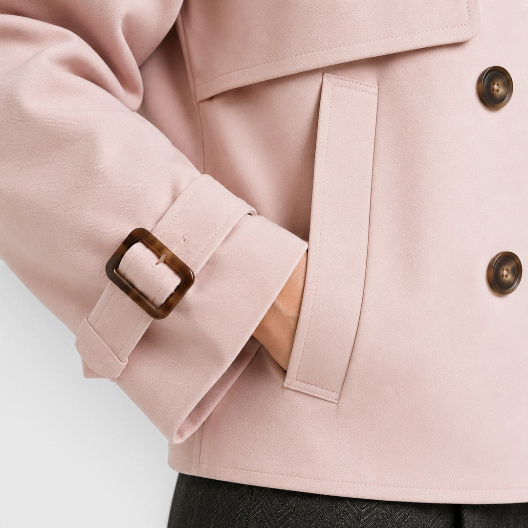 Women's Classic Double Breasted Wool Blend Trench Coat