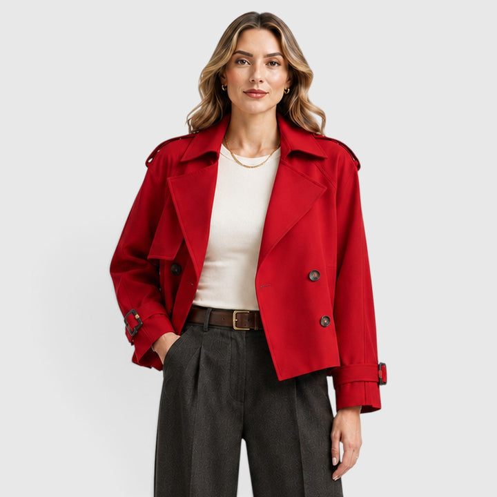 Women's Classic Double Breasted Wool Blend Trench Coat