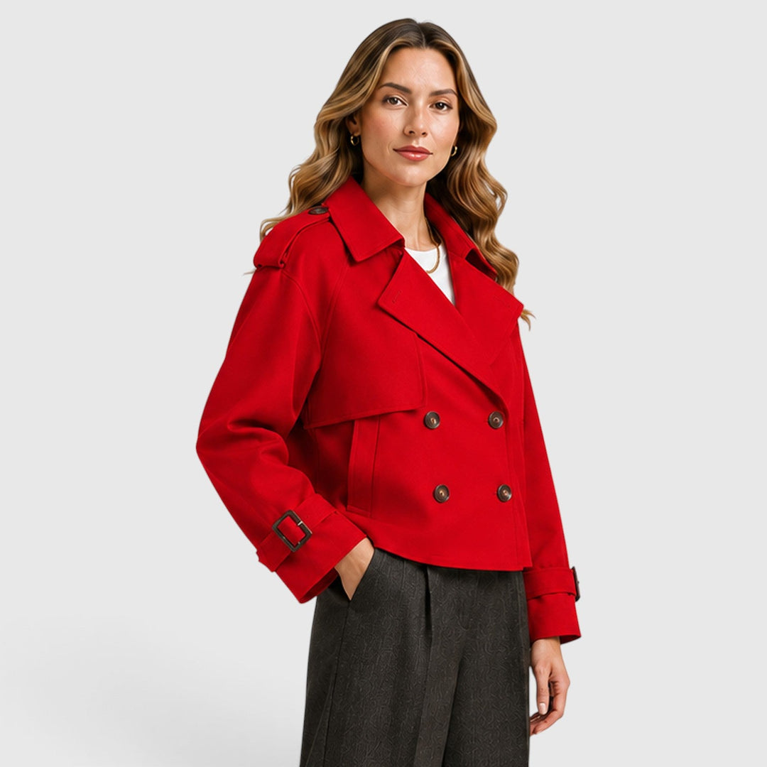 Women's Classic Double Breasted Wool Blend Trench Coat