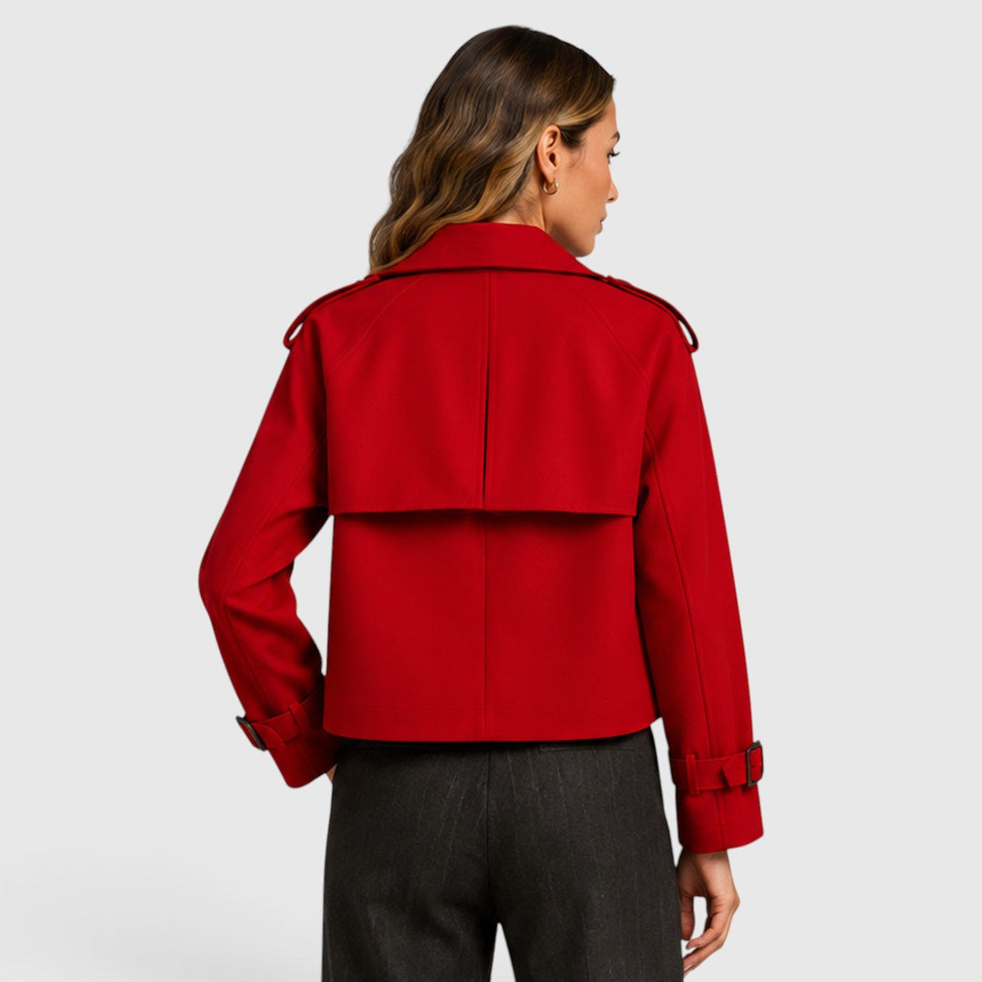 Women's Classic Double Breasted Wool Blend Trench Coat