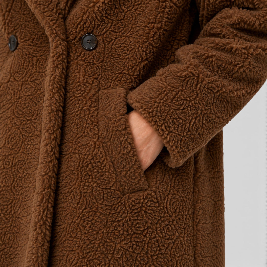 Women's Casual Faux Fleece Hooded Long Coat