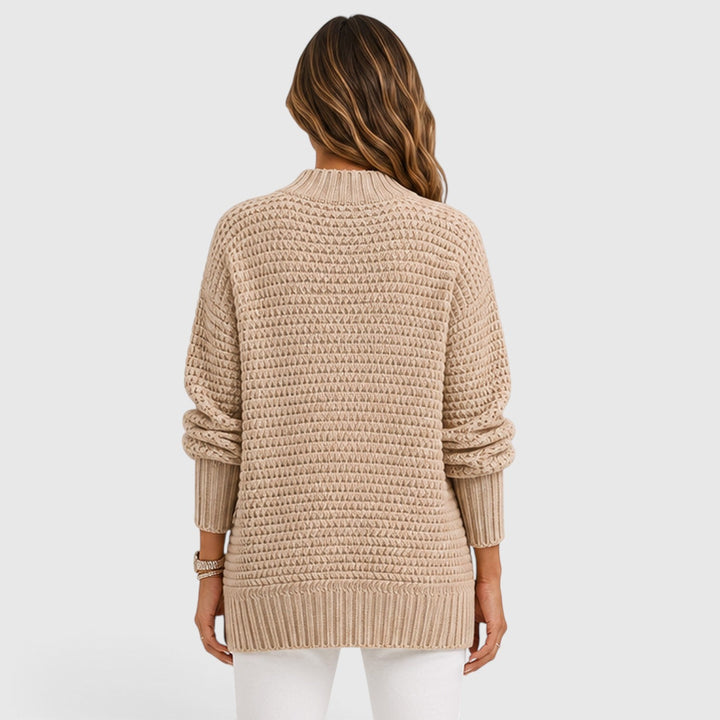 Women's Casual Knit Half High Neck Loose Fit Jumper