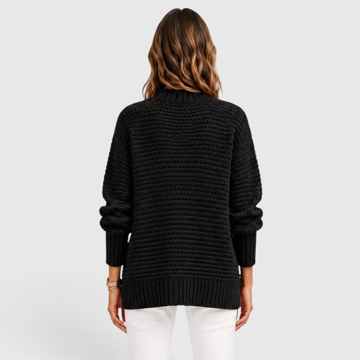 Women's Casual Knit Half High Neck Loose Fit Jumper