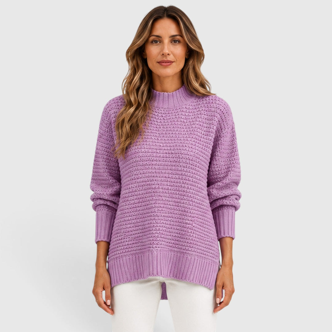 Women's Casual Knit Half High Neck Loose Fit Jumper