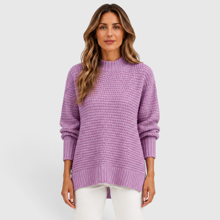 Women's Casual Knit Half High Neck Loose Fit Jumper
