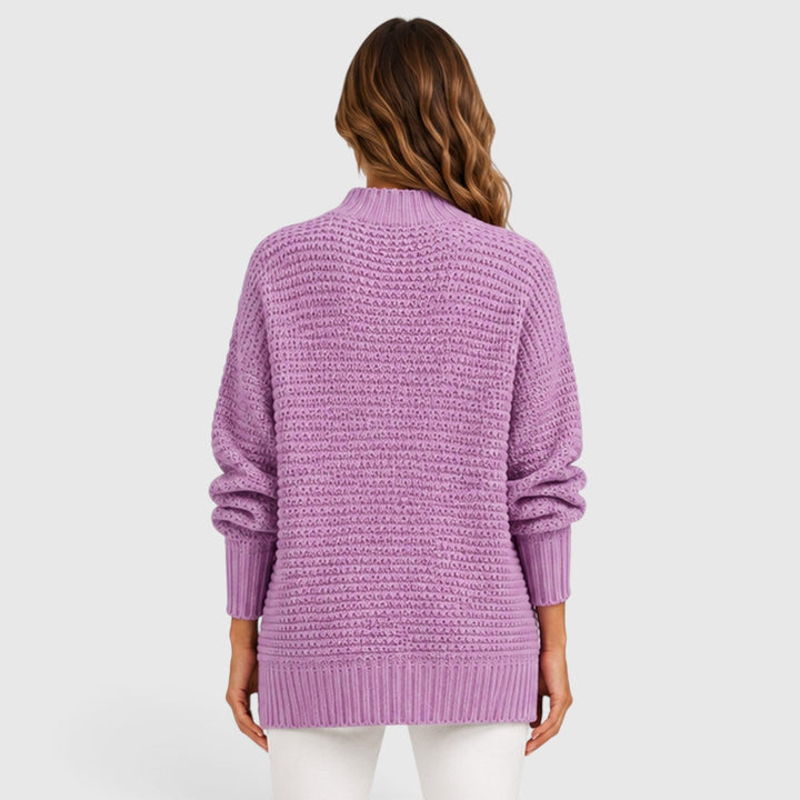 Women's Casual Knit Half High Neck Loose Fit Jumper