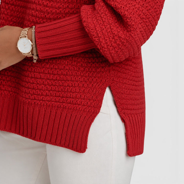 Women's Casual Knit Half High Neck Loose Fit Jumper
