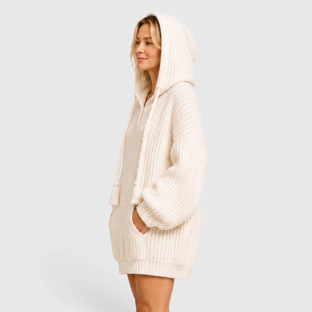 Women's Casual Knit Hooded Jumper with Oversized Relaxed Fit