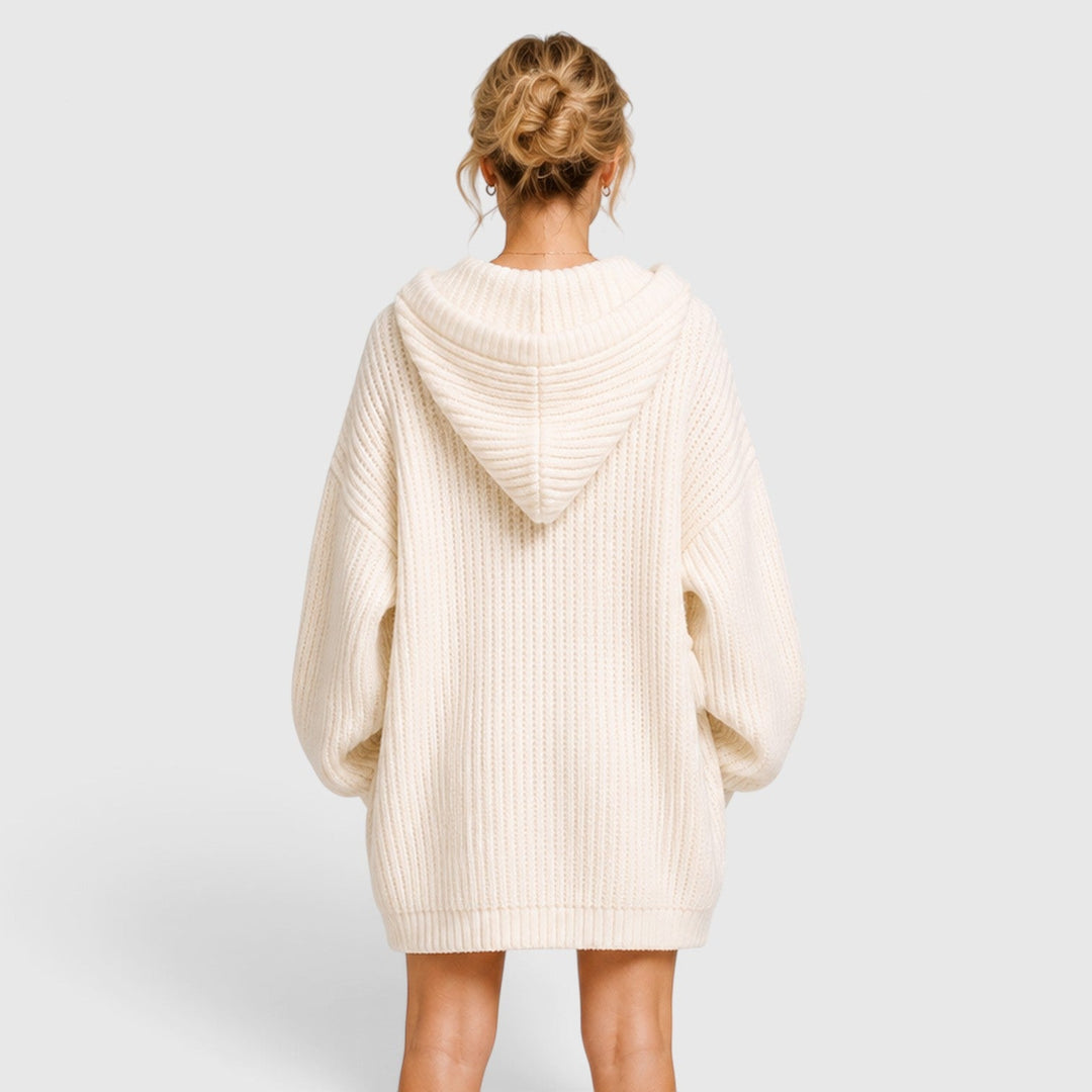 Women's Casual Knit Hooded Jumper with Oversized Relaxed Fit