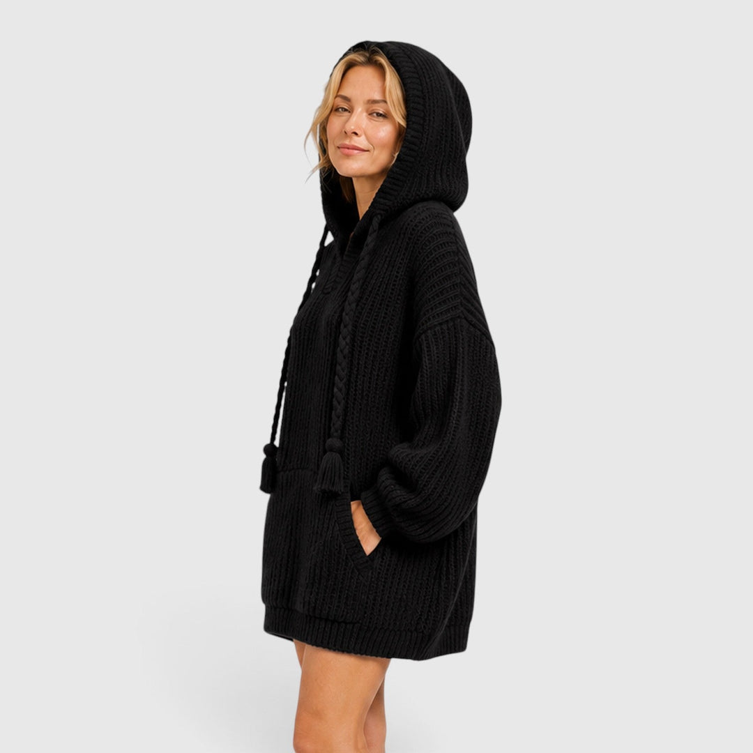 Women's Casual Knit Hooded Jumper with Oversized Relaxed Fit