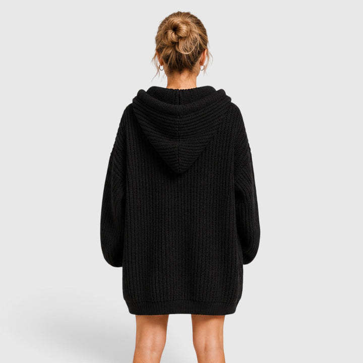 Women's Casual Knit Hooded Jumper with Oversized Relaxed Fit
