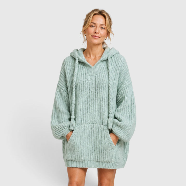 Women's Casual Knit Hooded Jumper with Oversized Relaxed Fit