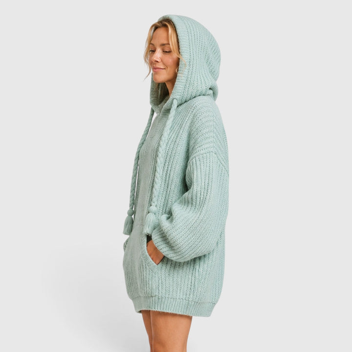 Women's Casual Knit Hooded Jumper with Oversized Relaxed Fit