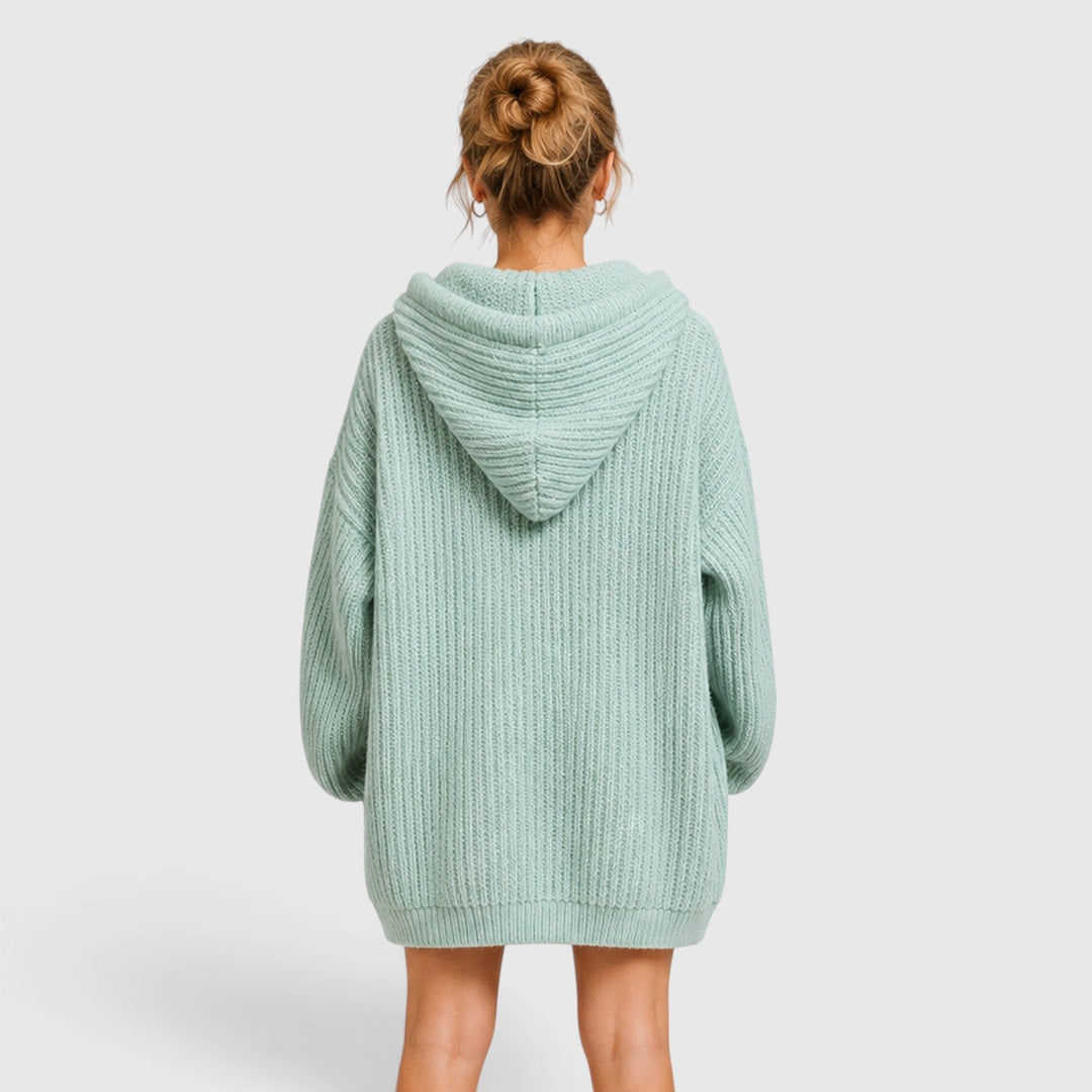 Women's Casual Knit Hooded Jumper with Oversized Relaxed Fit