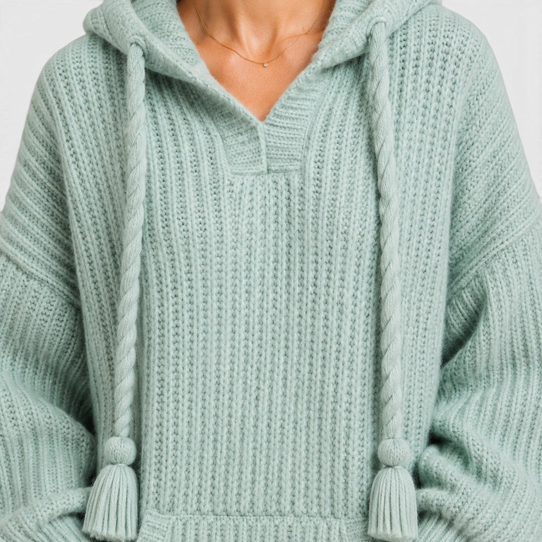 Women's Casual Knit Hooded Jumper with Oversized Relaxed Fit