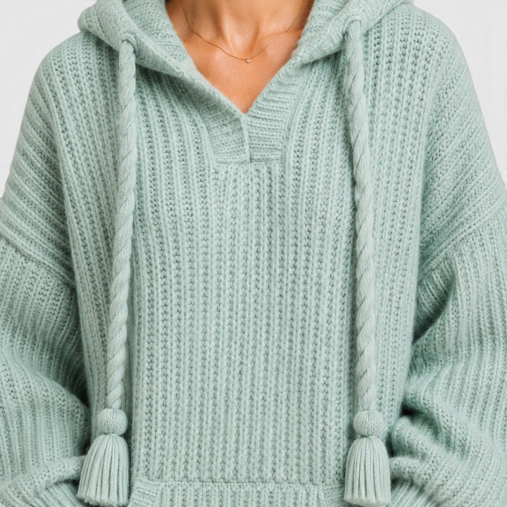 Women's Casual Knit Hooded Jumper with Oversized Relaxed Fit