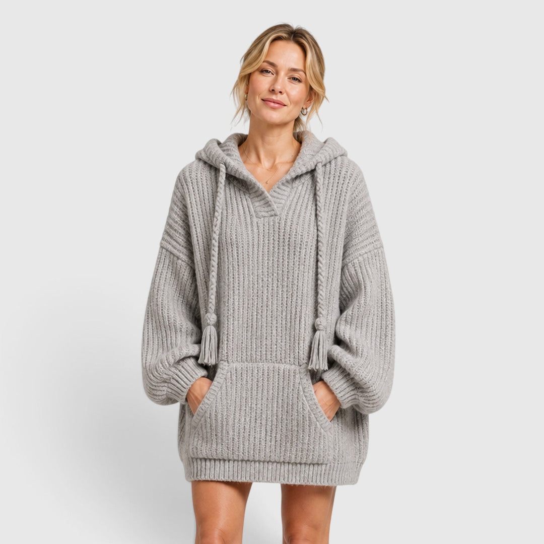 Women's Casual Knit Hooded Jumper with Oversized Relaxed Fit