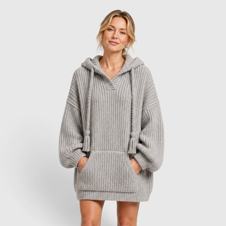Women's Casual Knit Hooded Jumper with Oversized Relaxed Fit