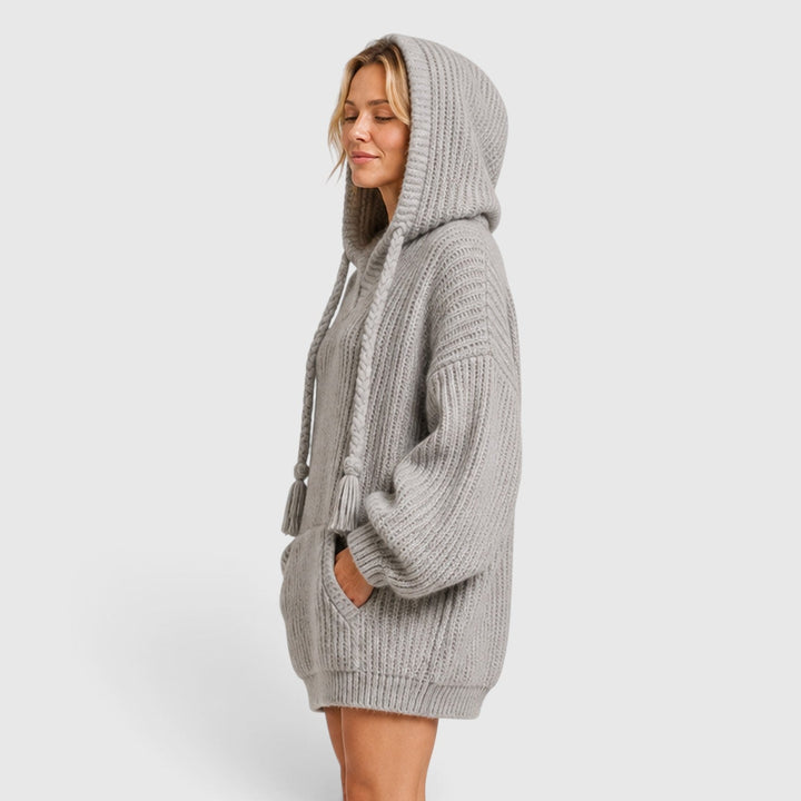 Women's Casual Knit Hooded Jumper with Oversized Relaxed Fit