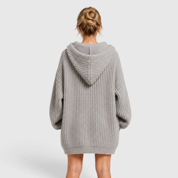 Women's Casual Knit Hooded Jumper with Oversized Relaxed Fit