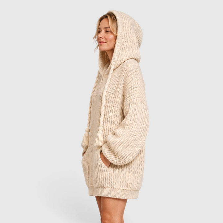 Women's Casual Knit Hooded Jumper with Oversized Relaxed Fit