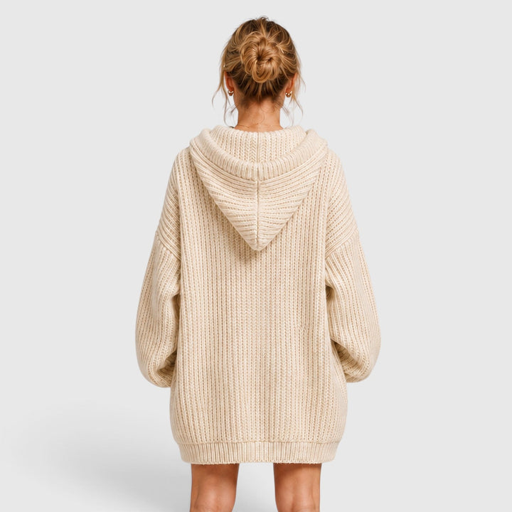 Women's Casual Knit Hooded Jumper with Oversized Relaxed Fit