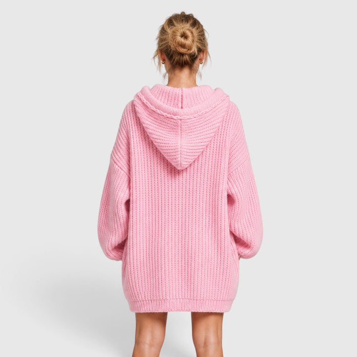 Women's Casual Knit Hooded Jumper with Oversized Relaxed Fit
