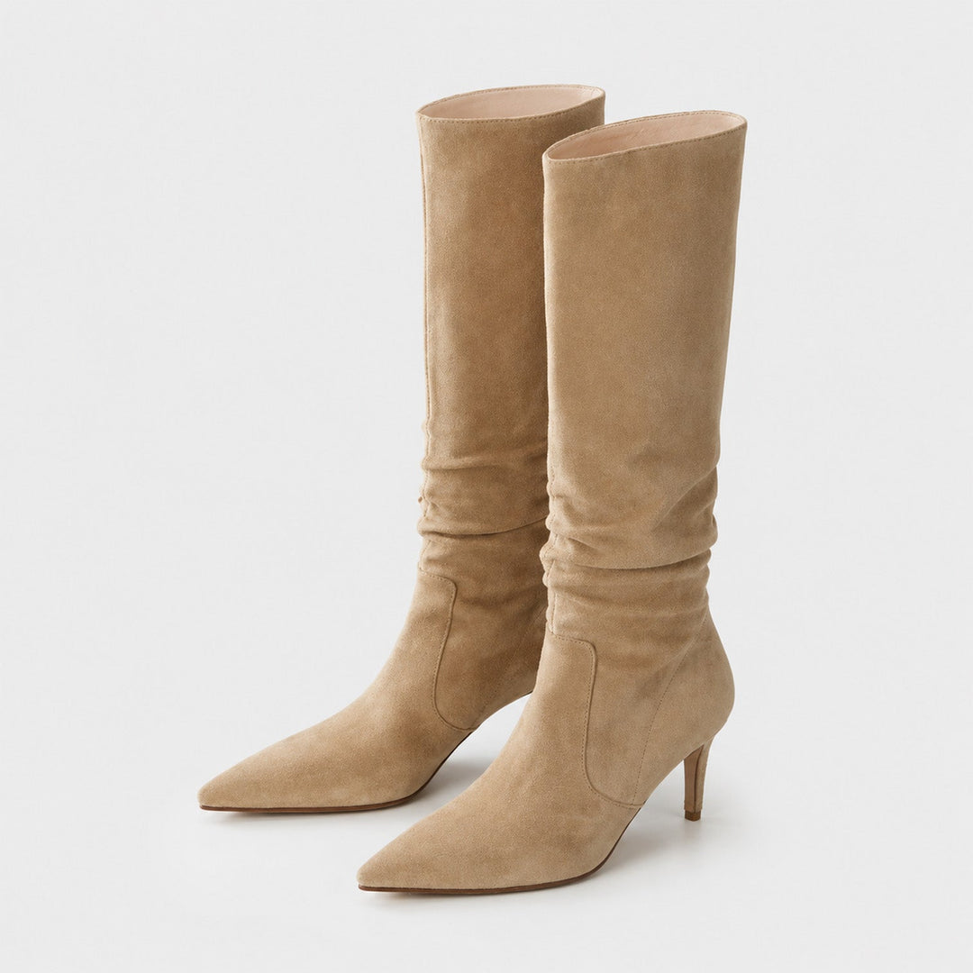 Women's Classic Suede Knee High Boots with Stiletto Heel